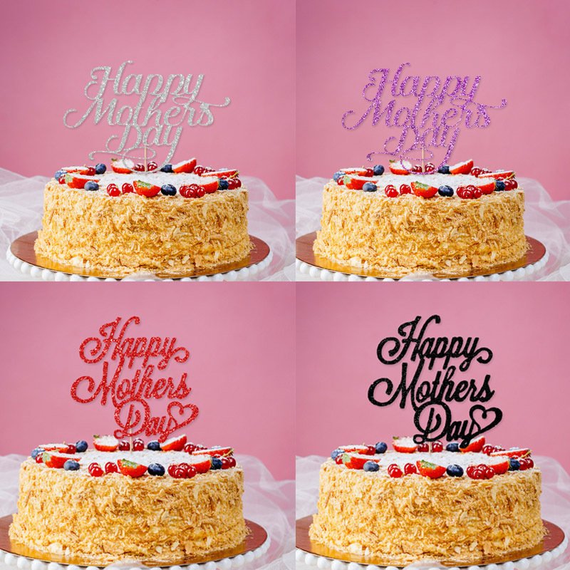 Happy Mothers Day Cakes Topper Glitter Personal Dropship Laser Cut Craft Festive Party Supplies