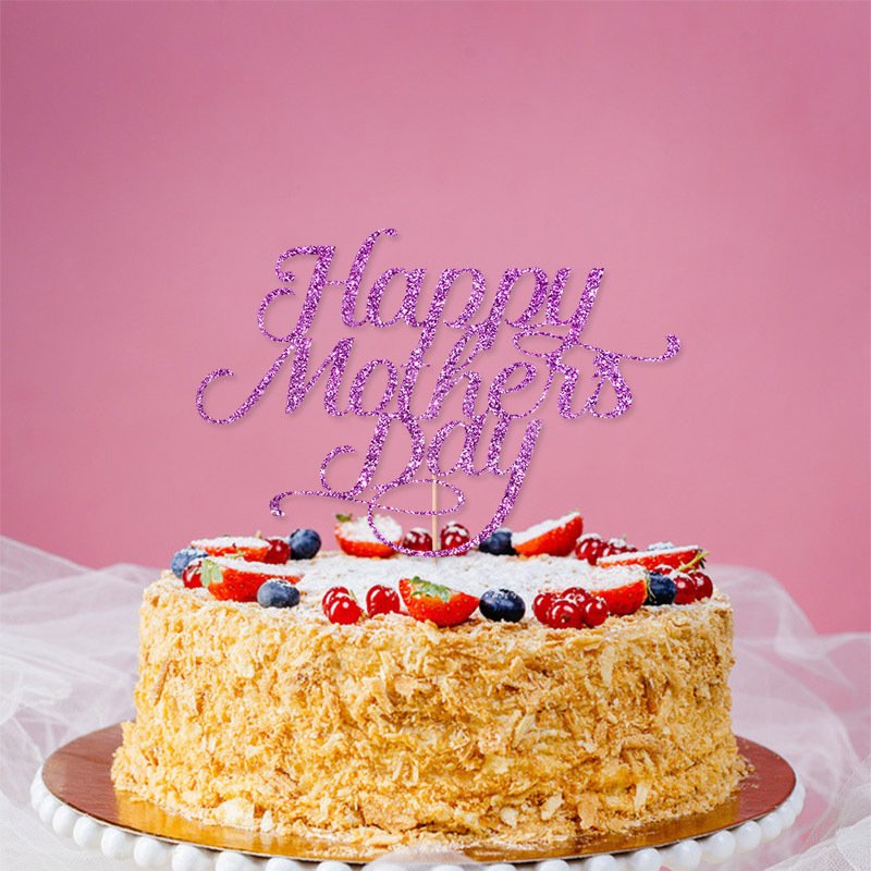 Happy Mothers Day Cakes Topper Glitter Personal Dropship Laser Cut Craft Festive Party Supplies