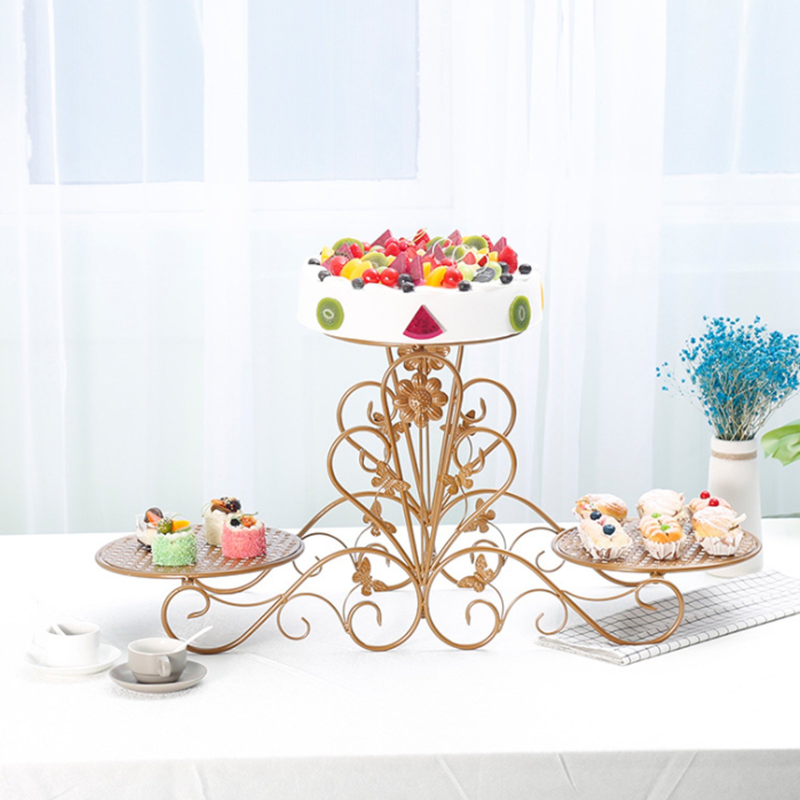 Wholesale Cake Stand Metal Cup Gold Display Wedding Set Supplies Luxury Crystal Decorating Tools Cake Stand