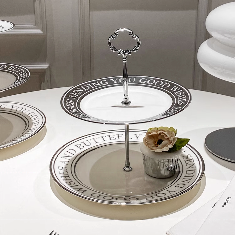 ODM High-Grade Dessert Display Rack Ceramic Plate Wedding Dessert Tray Decoration Cake Stand Afternoon Tea Stand