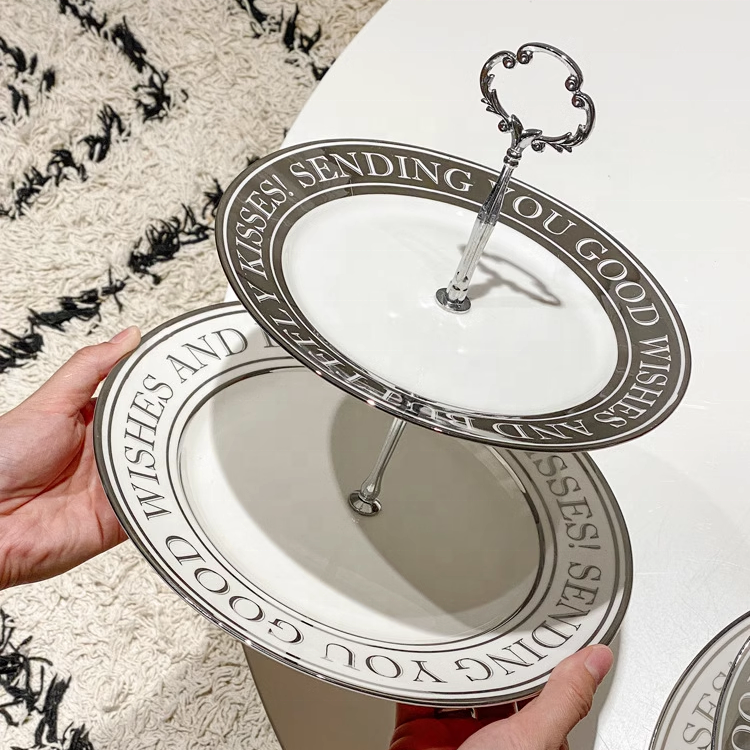 ODM High-Grade Dessert Display Rack Ceramic Plate Wedding Dessert Tray Decoration Cake Stand Afternoon Tea Stand