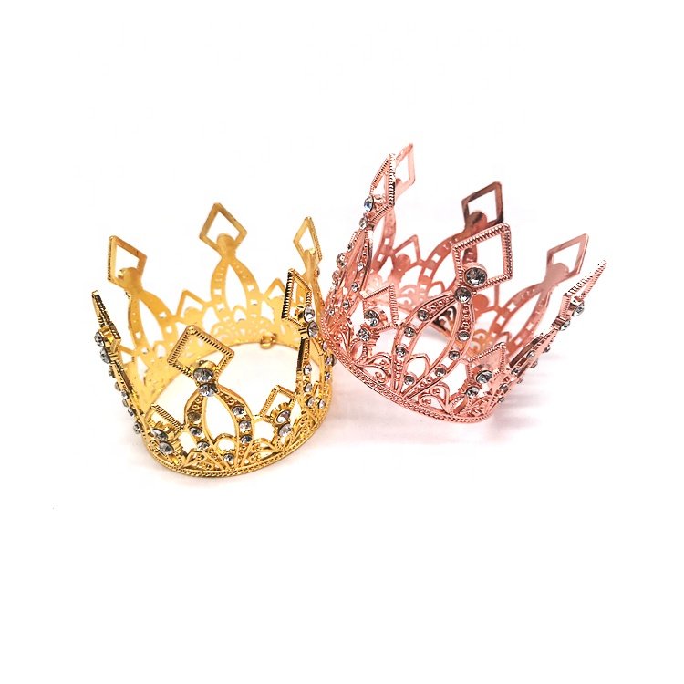 wholesale small round crystal rhinestone crown cake decoration tiara
