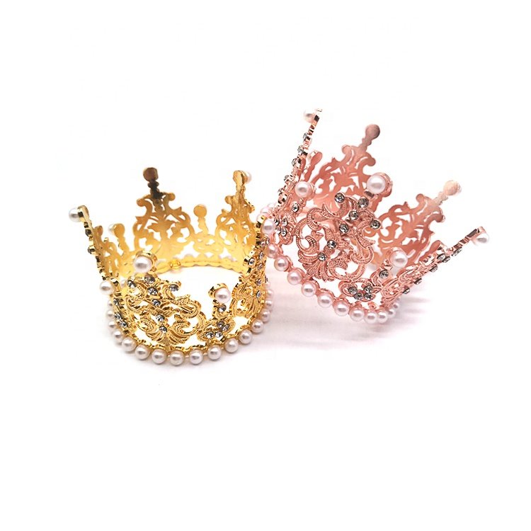 wholesale small round crystal rhinestone crown cake decoration tiara
