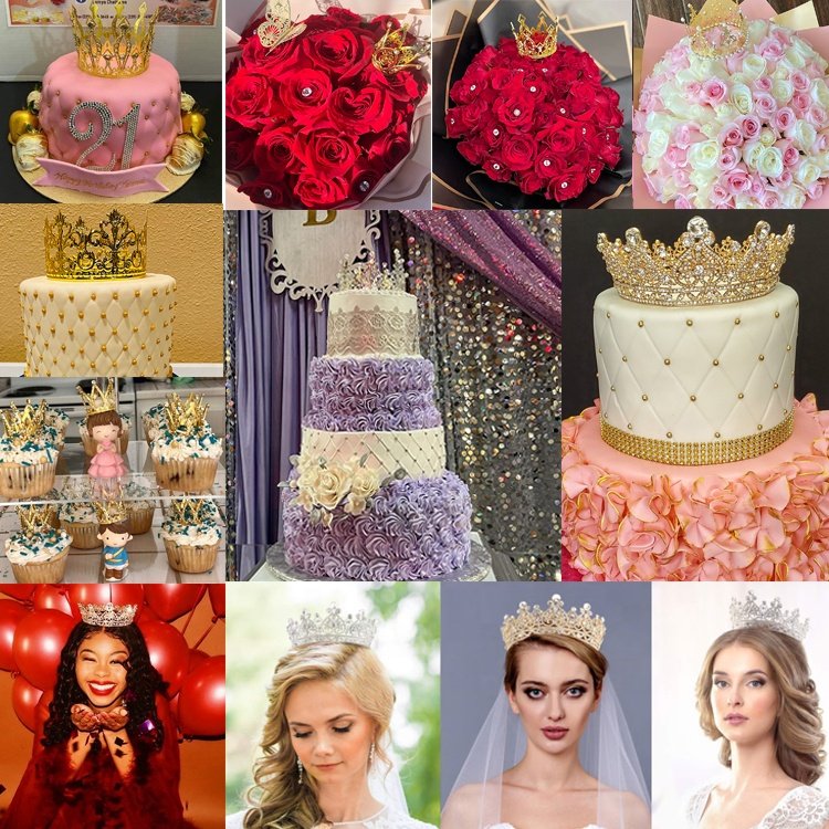 wholesale small round crystal rhinestone crown cake decoration tiara