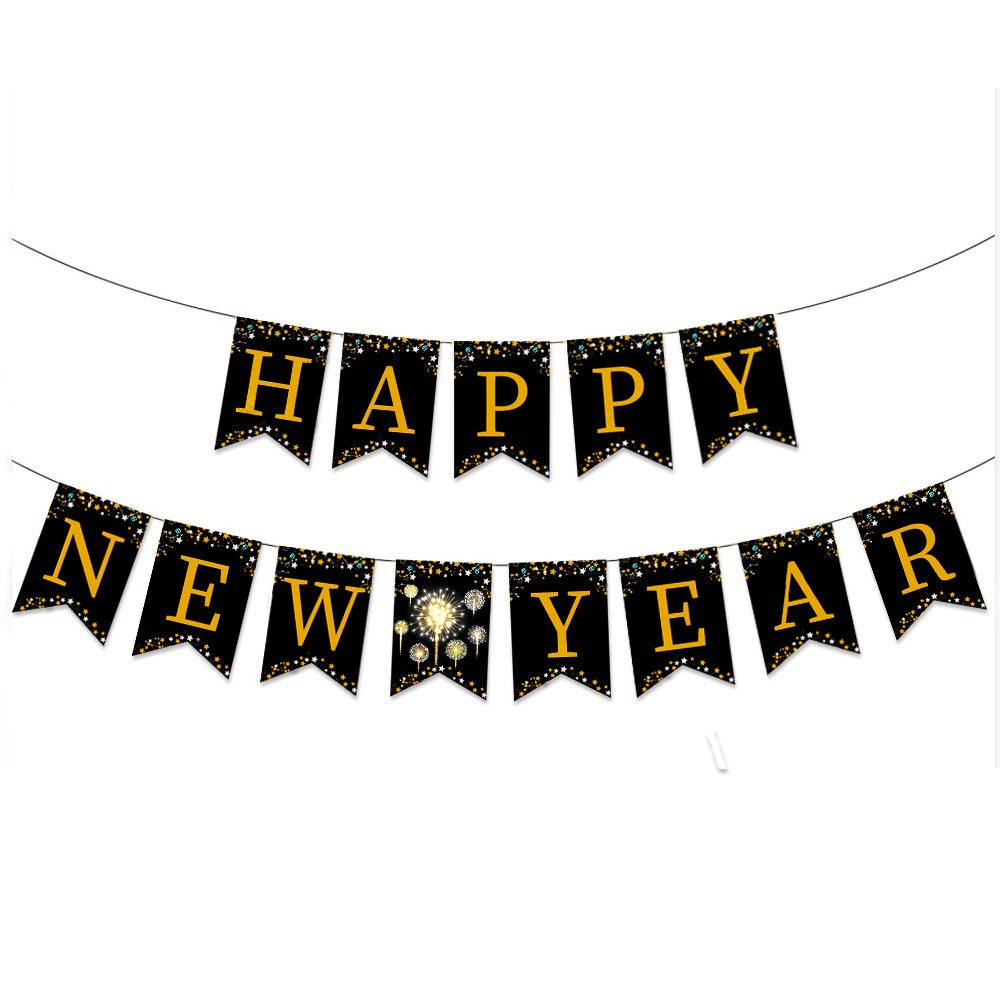 2025 HAPPY NEW YEAR Banner party decorations Alphabet Smoke Flower happy new year banner