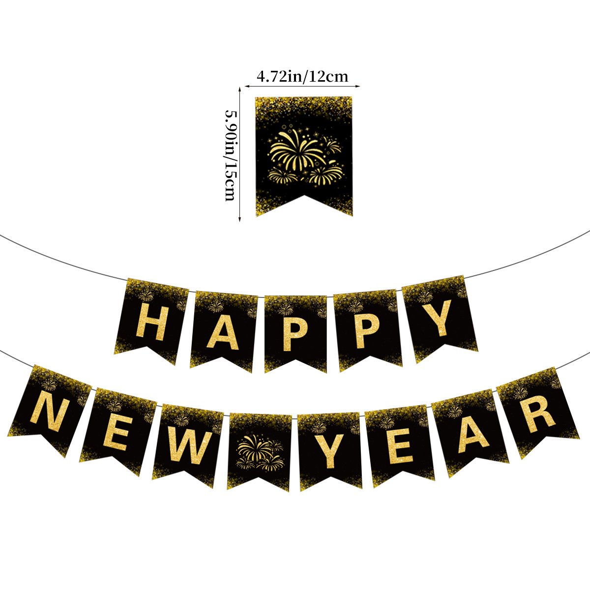 2025 HAPPY NEW YEAR Banner party decorations Alphabet Smoke Flower happy new year banner