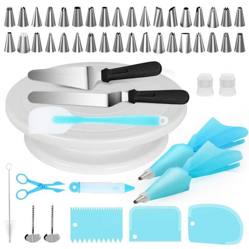 52pcs Baking Tool Set With Cake Turntable Cake Decorating Supplies Kit
