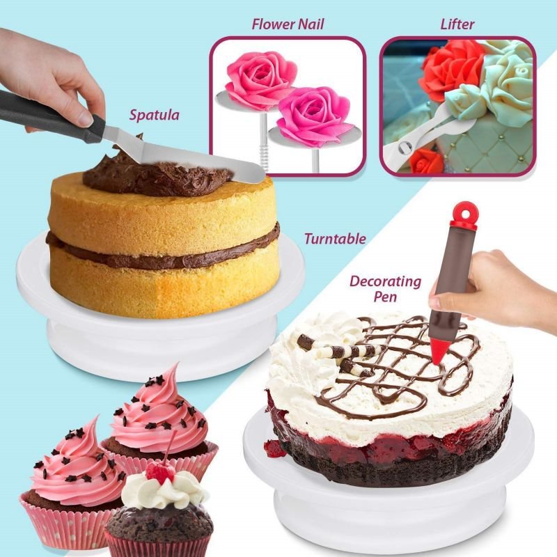 52pcs Baking Tool Set With Cake Turntable Cake Decorating Supplies Kit