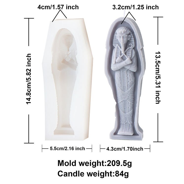 YS Mummy Statue Silicone Candle Mold Egyptian Pharaoh Home Gypsum Decorations Casting Mould DIY Aromatherapy Candle Making Tool