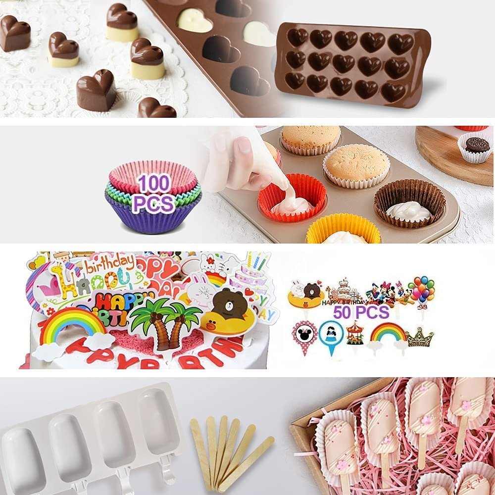 Deluxe 431-Piece Cake Decorating Supplies Set with Non-Slip Turntable and Springform Cake Pans for Beginners