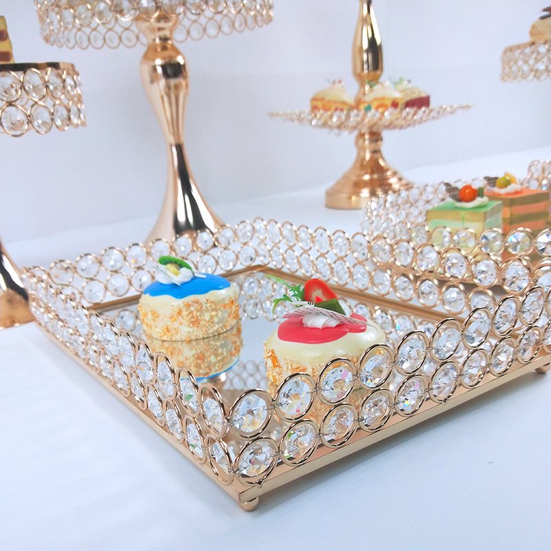 Nicro Gold Luxury Style Festive Party Supplies Tray Cookware Cupcake Tool Birthday Wedding Decoration Cake Dessert Stand Set