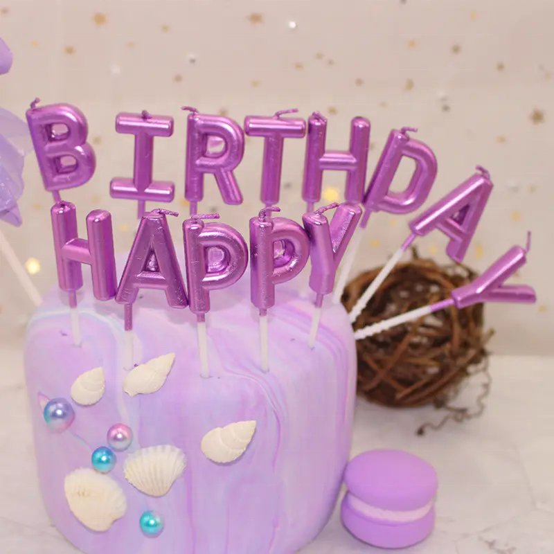 yuyang Colorful Gilded Letters Birthday Sparkler Candle Golden Happy Birthday candles Decorate Party Cake Baking Supplies