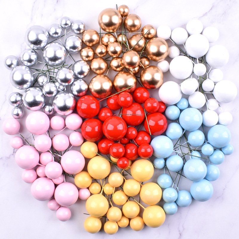 Cake Topper Spheres DIY Birthday Ball Birthday Cake Decoration for Party Celebrate Wedding Foam Balls 20PCS