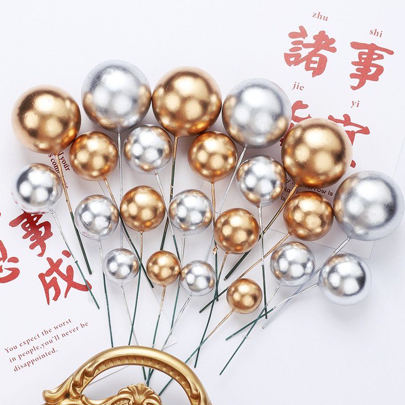 Cake Topper Spheres DIY Birthday Ball Birthday Cake Decoration for Party Celebrate Wedding Foam Balls 20PCS