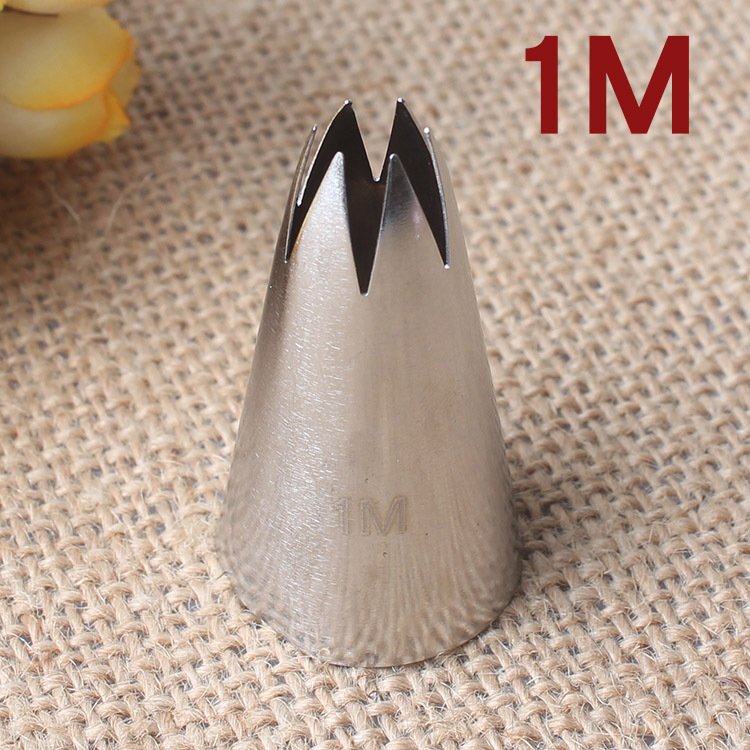 Medium Size 1Pcs Food Grade Stainless Steel #1M Fondant Cake Decorating Tool Piping Nozzle and Piping Tips Toppers Set