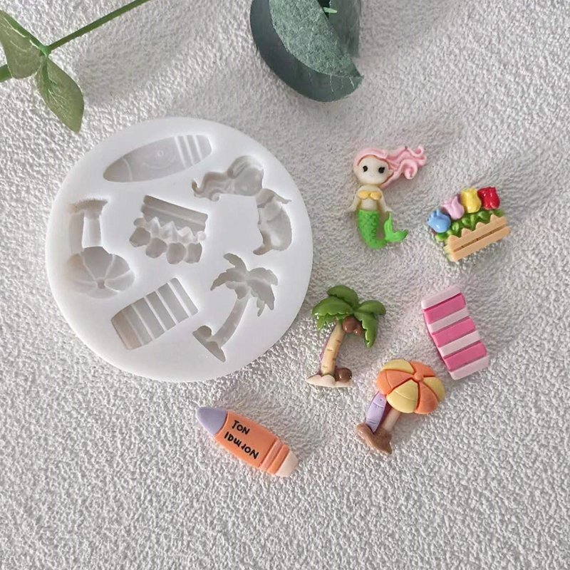 YS DIY Beach Mermaid Silicone Fondant Cake Mold Sandbeach Design Candy Chocolate Decoration Baking Tools Mould Kitchenwares