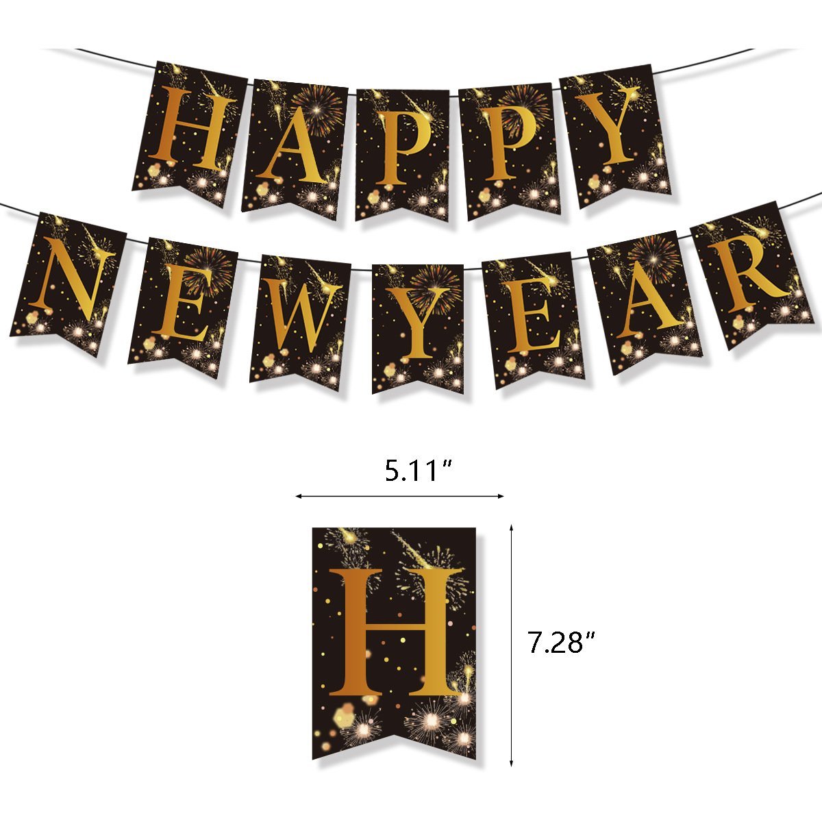 2025 Happy New Year Bunting Banner Cake Topper Photo Props Foil Latex Balloons For New Year Party Decorations