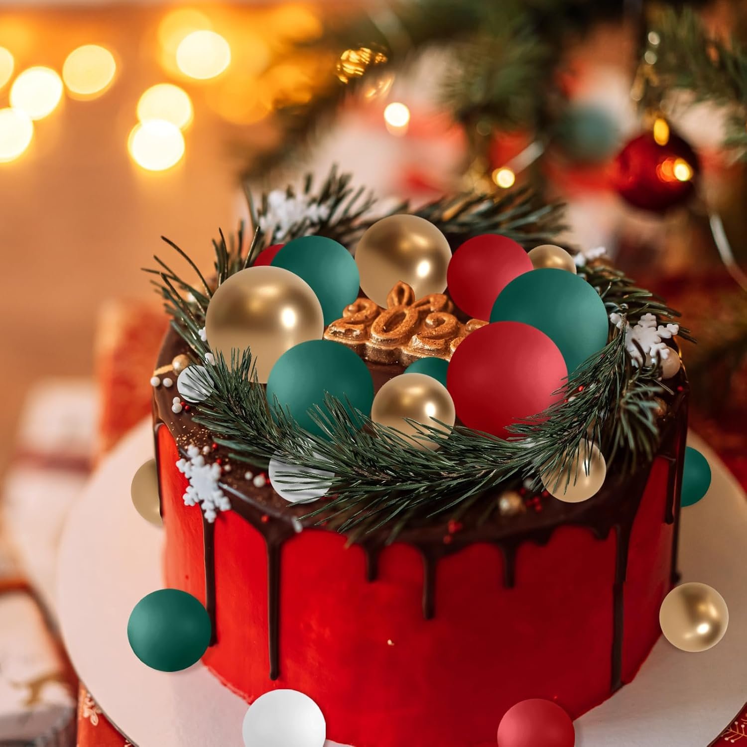 32Pcs Xmas Ball Cakes Topper Christmas Decorations Mini Balloons CakeTopper Sticks Foam Balls Cake Picks Cake Topper Balls