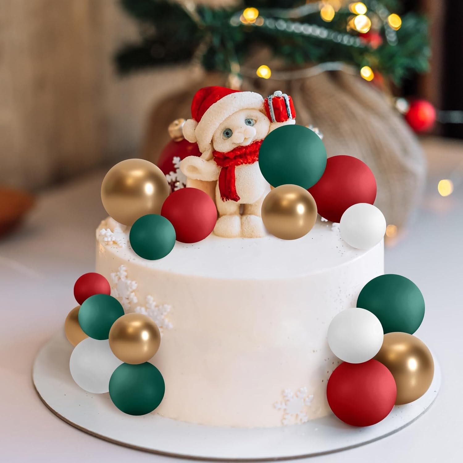 32Pcs Xmas Ball Cakes Topper Christmas Decorations Mini Balloons CakeTopper Sticks Foam Balls Cake Picks Cake Topper Balls