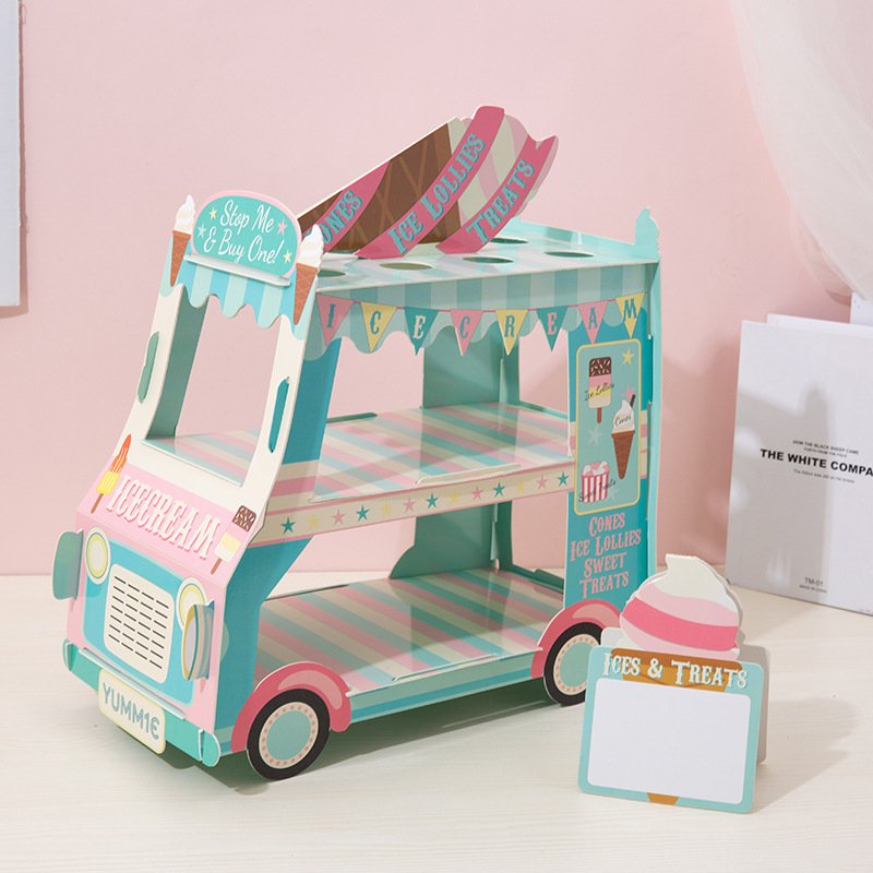 Disposable Cake Stand ice Cream 2-Layer Dessert Table lollipop Display Stand High-End Wedding Paper Decoration Supplies