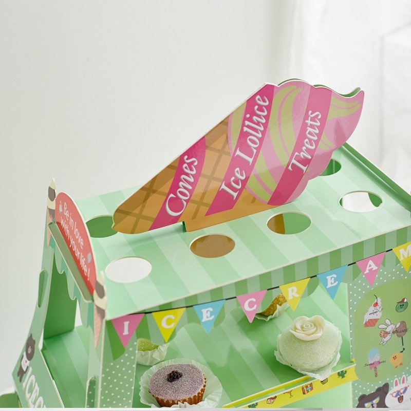 Disposable Cake Stand ice Cream 2-Layer Dessert Table lollipop Display Stand High-End Wedding Paper Decoration Supplies