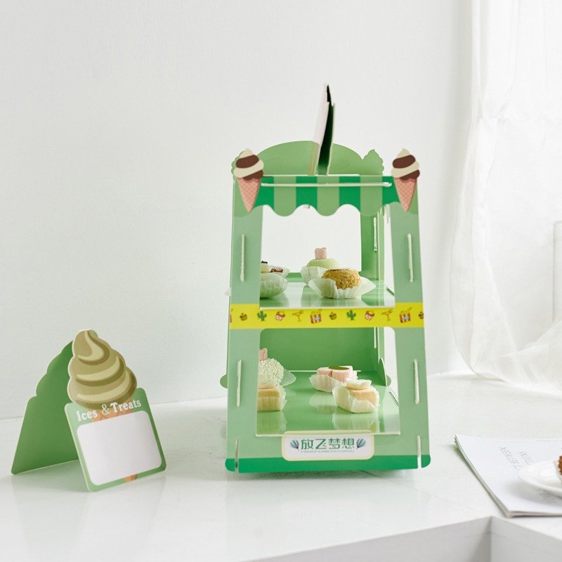 Disposable Cake Stand ice Cream 2-Layer Dessert Table lollipop Display Stand High-End Wedding Paper Decoration Supplies