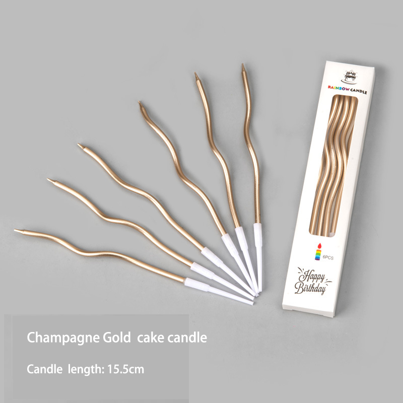 Hot Selling Factory outlet Happy Birthday Sprial 6pcs/box Cake Candles Cake Decorating Supplies