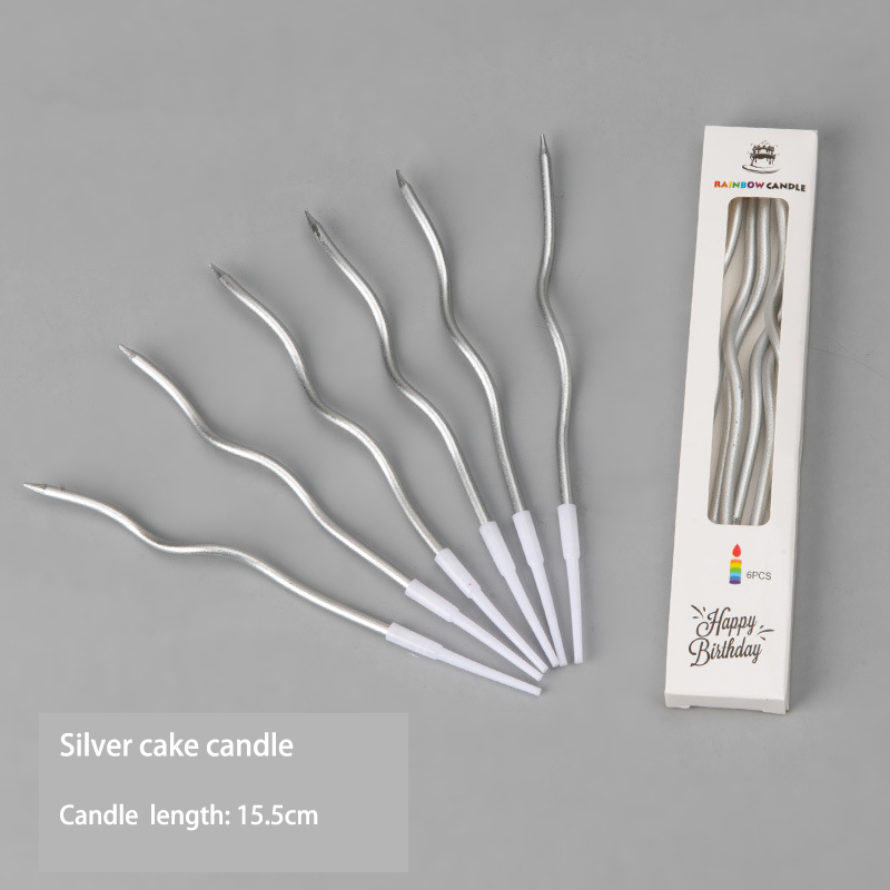 Hot Selling Factory outlet Happy Birthday Sprial 6pcs/box Cake Candles Cake Decorating Supplies