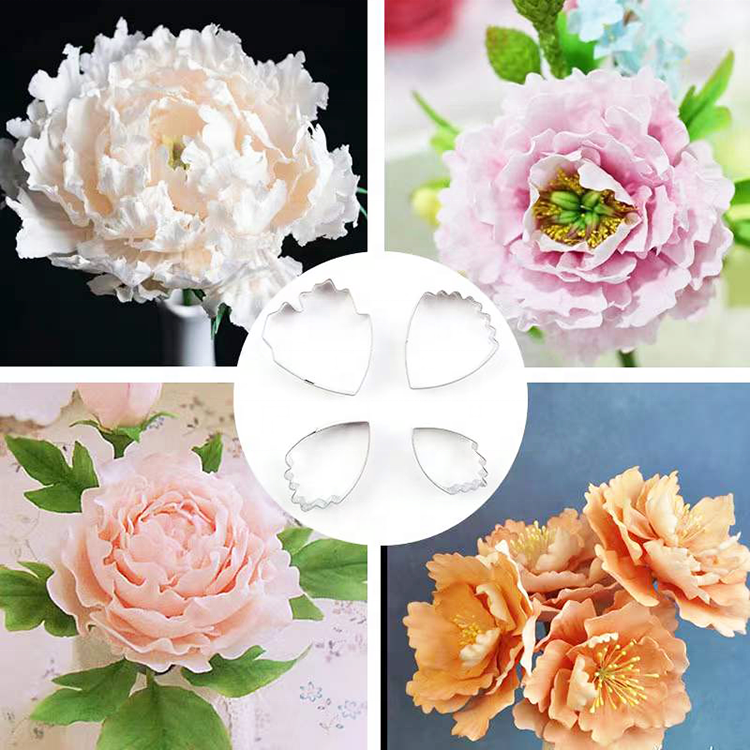 4Pcs/set Peony Shape Stainless Steel Fondant Flower Cutter Tools