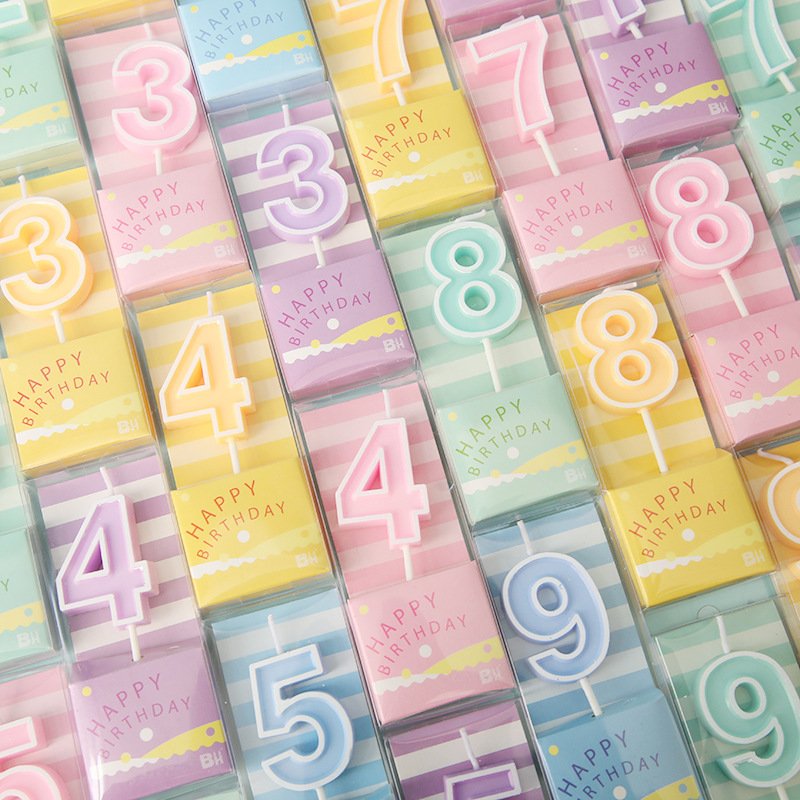 Digital candles numbers 0-9 birthday candle for cake Party decoration cake toppers wholesale Macaron candy color cake decoration
