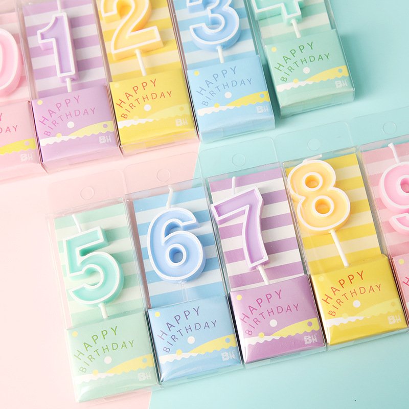 Digital candles numbers 0-9 birthday candle for cake Party decoration cake toppers wholesale Macaron candy color cake decoration
