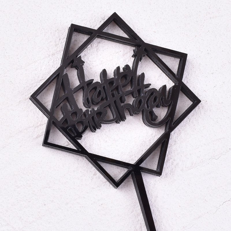 Wholesale 10 Pieces Acrylic Happy Birthday Cake Decorating Topper Supplies Plug-In Card with Flag for Baking Decorations