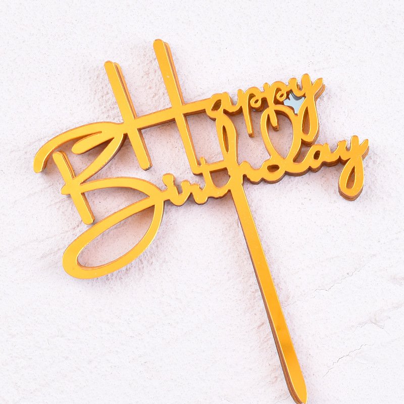 Wholesale 10 Pieces Acrylic Happy Birthday Cake Decorating Topper Supplies Plug-In Card with Flag for Baking Decorations