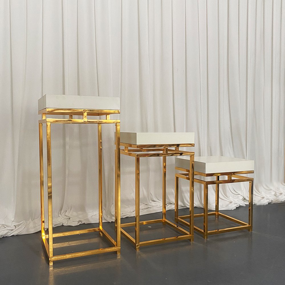 Stainless Steel Cake Stand Table Display New Style Gold Cake Plinth for Party Dessert or Wedding Boxed Packaging