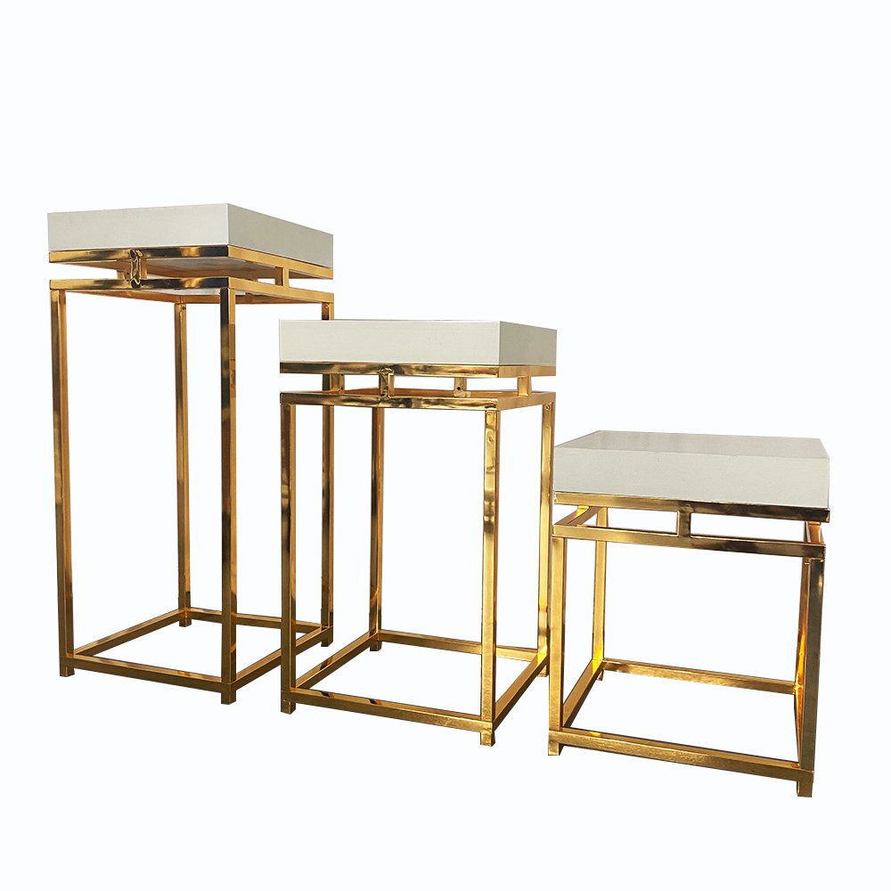 Stainless Steel Cake Stand Table Display New Style Gold Cake Plinth for Party Dessert or Wedding Boxed Packaging