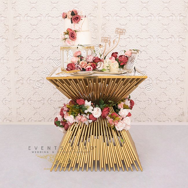 Luxury Modern Special Stainless Wedding Steel Tube Gold Cake Table