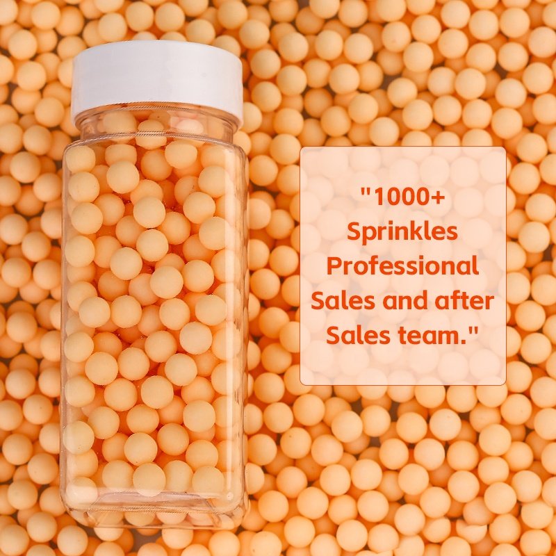Kosher 100% Natual Pigment 7mm Orange Sugar Beads Bakery Decoration Ingredients Edible Cakes Sprinkles for Cake Decor