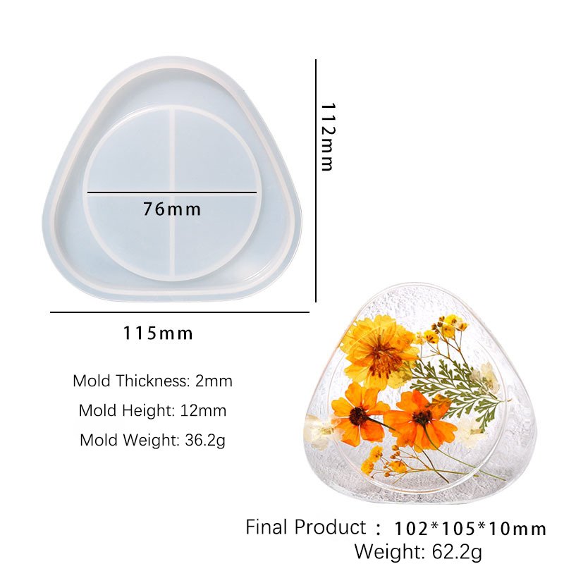 Triangle and round Resin Coaster Silicone Mold with Bottom Bracket Includes Storage Box for Convenient Candle Moulds Usage