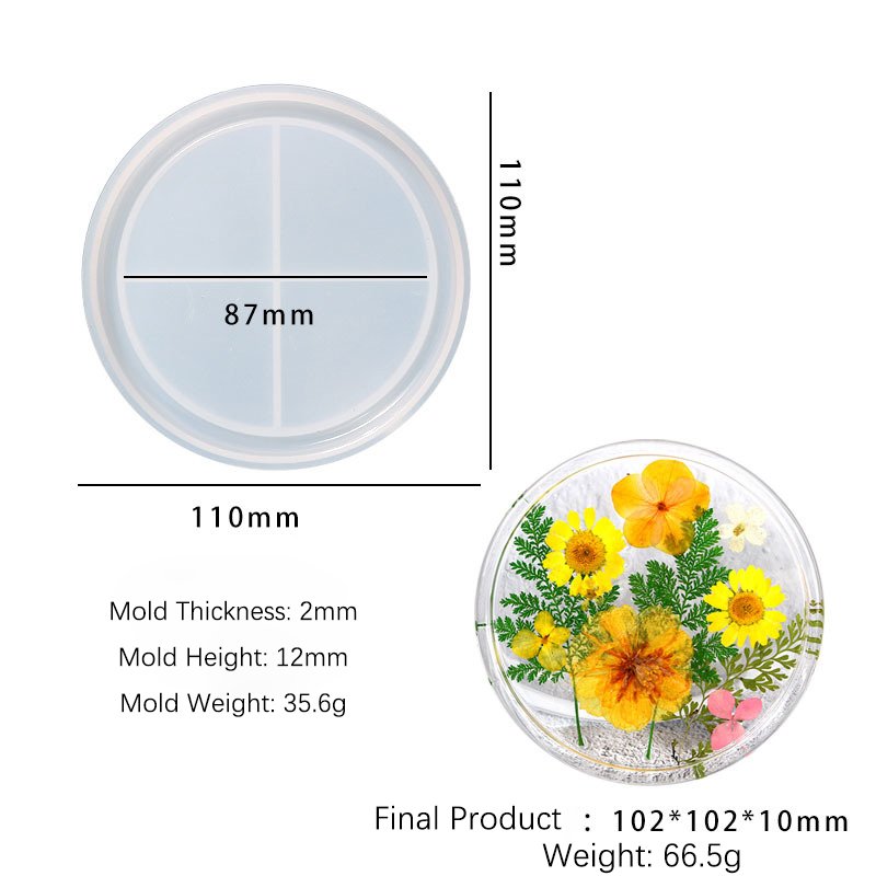 Triangle and round Resin Coaster Silicone Mold with Bottom Bracket Includes Storage Box for Convenient Candle Moulds Usage
