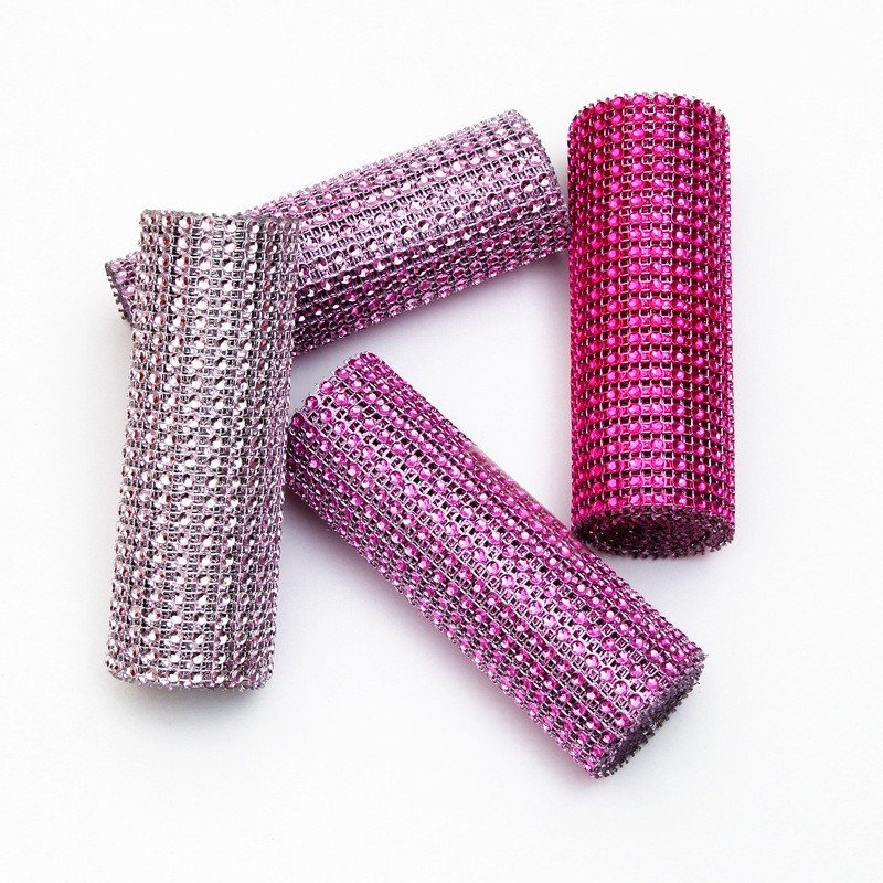 New Arrivals One Yard Mesh Crystal Ribbon Bag Pack 24 Pin Crystal Faux Ribbon for Wedding Birthday Party Cake Accessories