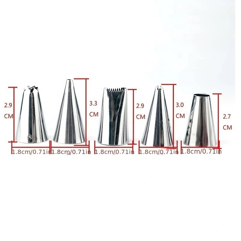 Wanlihao 48pcs Stainless Steel Cake Piping Nozzles Set for Cream Decorating Baking Essential Tools Set