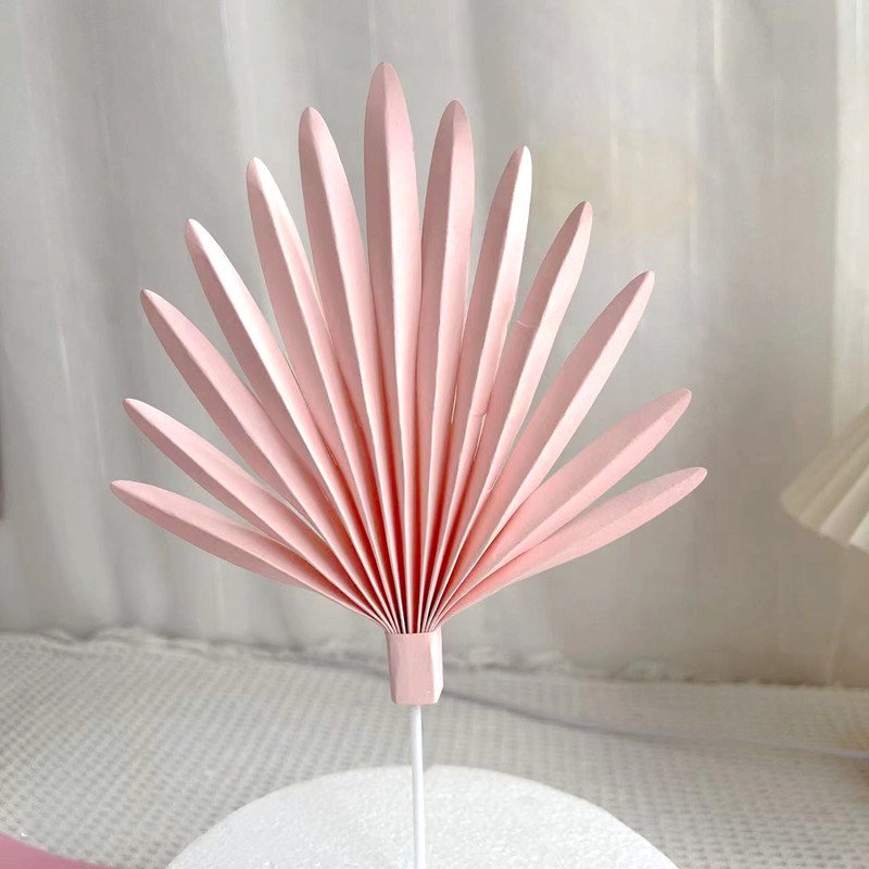 Hot selling Paper Fan Cake Topper for Baking Cake Decoration gold leaf Birthday Party cupcake topper