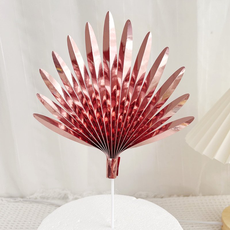 Hot selling Paper Fan Cake Topper for Baking Cake Decoration gold leaf Birthday Party cupcake topper
