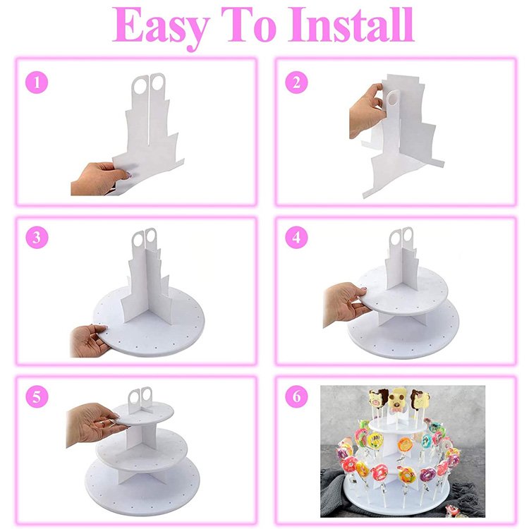 Cake Pop Maker Kit 454pcs Silicone Lollipop Mold Set with 3 Tier Cake Stand, Chocolate Candy Melting Pot Gift Box Pink 33*32*7cm