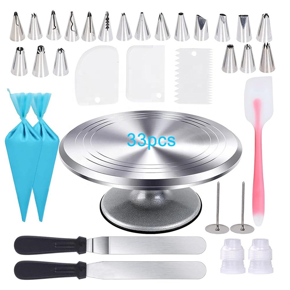 Customizable Cake Decorating Supplies Tool Kit Cake Baking Decorating Accessories Tool Set With Cake Turntable