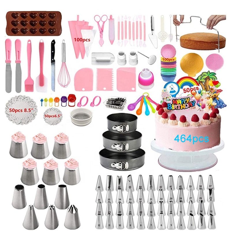 Customizable Cake Decorating Supplies Tool Kit Cake Baking Decorating Accessories Tool Set With Cake Turntable