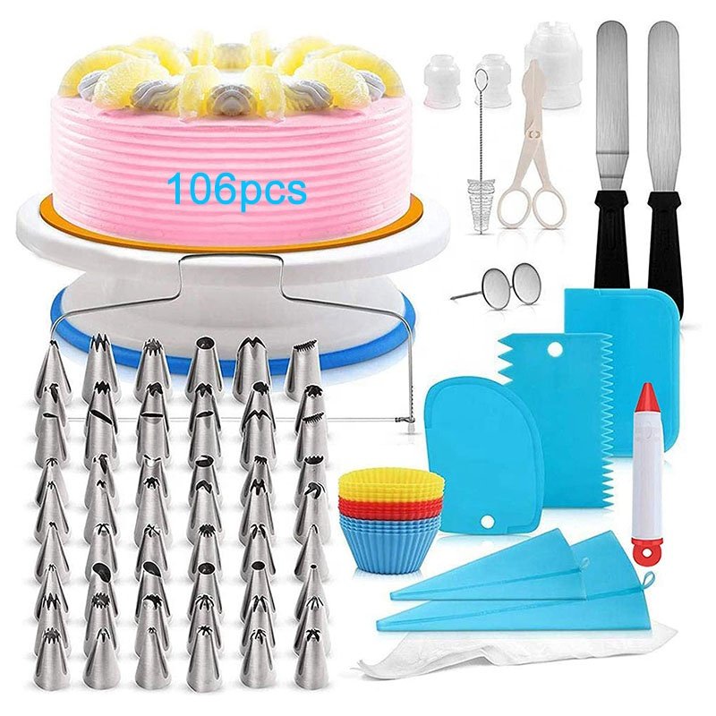 Customizable Cake Decorating Supplies Tool Kit Cake Baking Decorating Accessories Tool Set With Cake Turntable