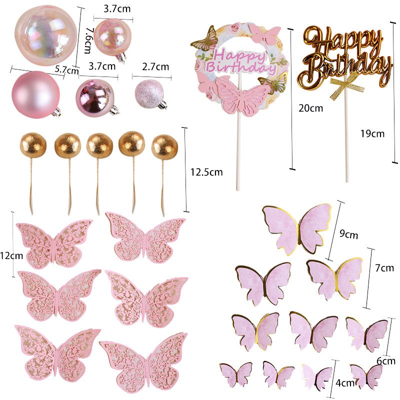 New birthday party cake decorating supplies with butterfly cake decoration for happy birthday party cake decorating set