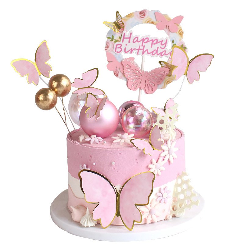 New birthday party cake decorating supplies with butterfly cake decoration for happy birthday party cake decorating set
