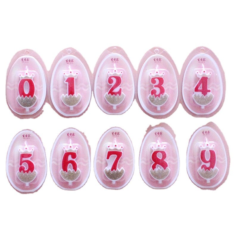 Fashion 10pcs/box Number Birthday Candle Cake Topper Set 0~9 Red Crown Number Candle Cupcake Decoration Cake Decorating Supplies